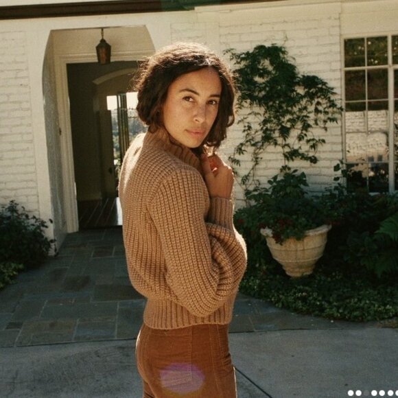 Doen Alpaca Lulu Jumper Mock Neck Sweater Almond Size XS - Picture 4 of 4